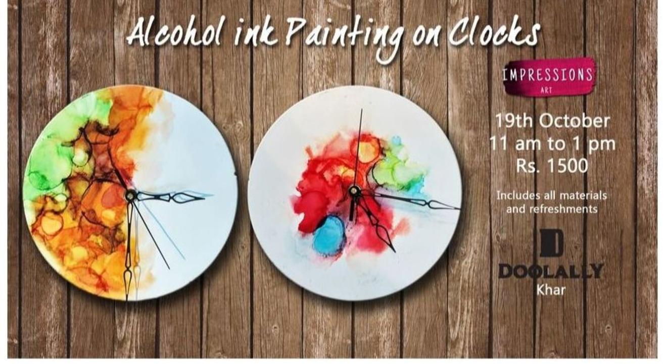 Alcohol Ink Painting On Clocks-Impression Art