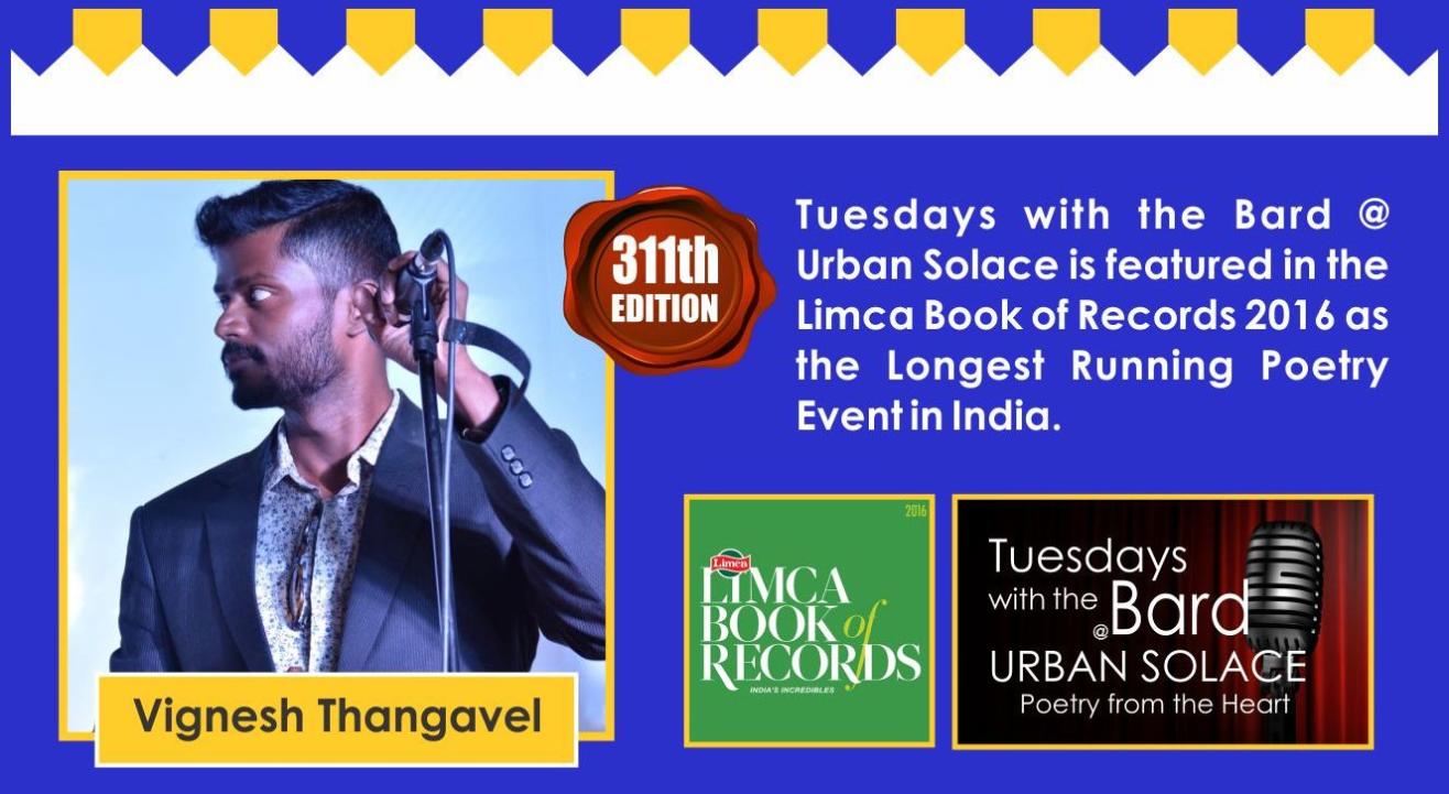 Tuesdays with the Bard @ Urban Solace features Vignesh Thangavel