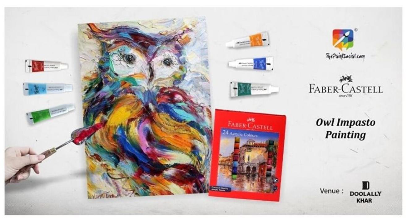 Owl Impasto Painting : By  The Paint Social