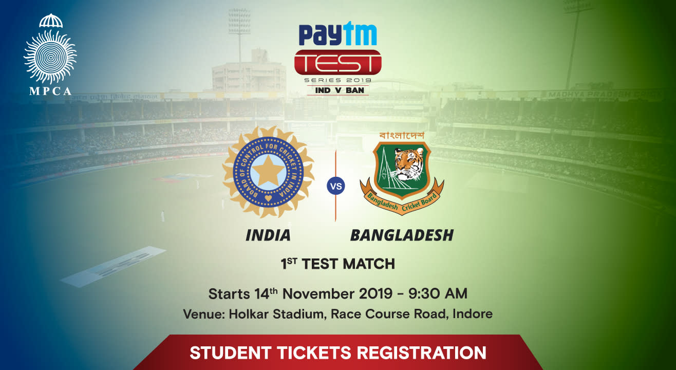 Student Registration | Paytm Test Series: India v Bangladesh 1st Test Match, Indore