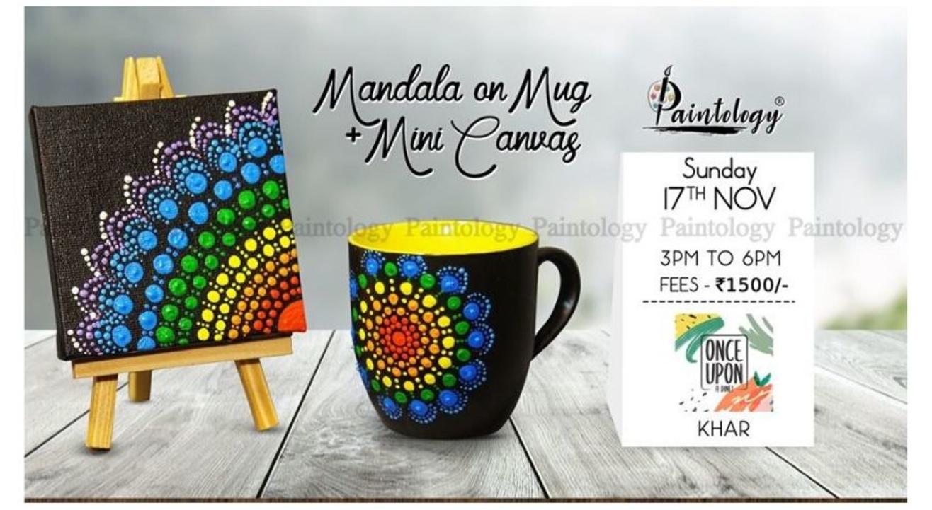 Mandala Painting on Mug + Mini Canvas: By Paintology