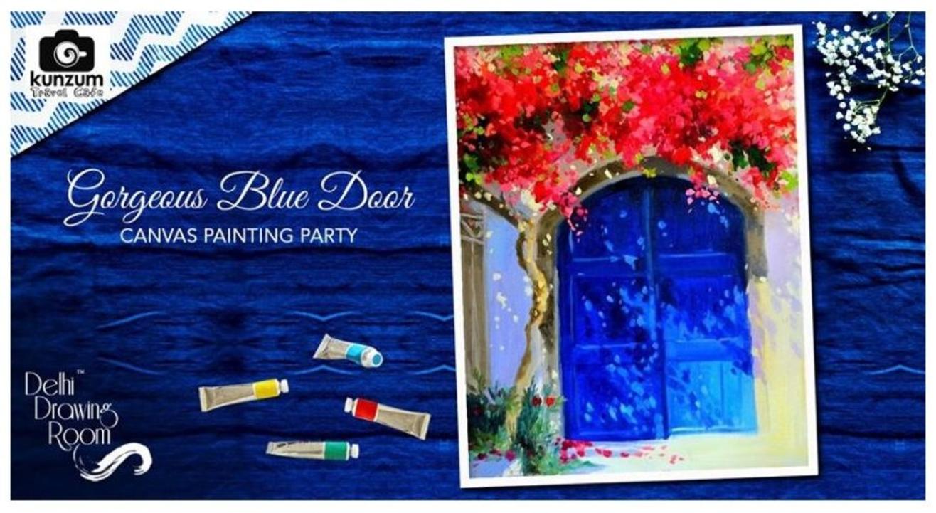 Gorgeous Blue Door Canvas Painting Party: By Delhi Drawing Room