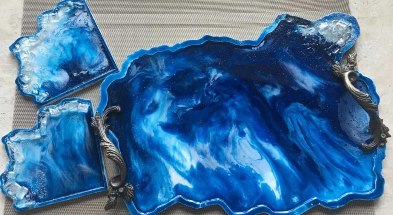 Resin Art on Trays and Coasters - By Poonam Shah