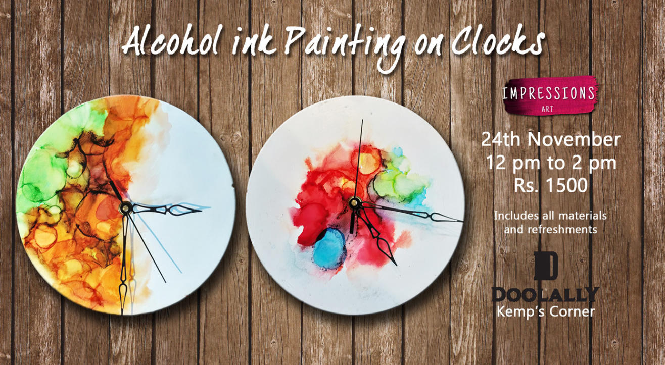 Alcohol ink painting on Clocks, with Impressions Art