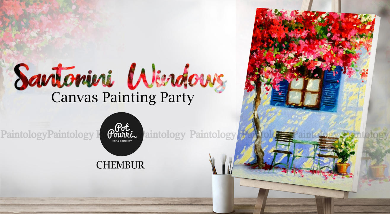 Canvas Painting party ‘Santorini Windows’ by Paintology