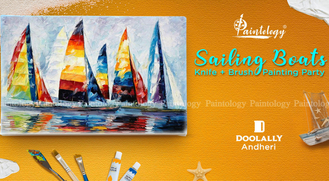 ‘Sailing Boats’ Knife + Brush Painting Party at Andheri, by Paintology