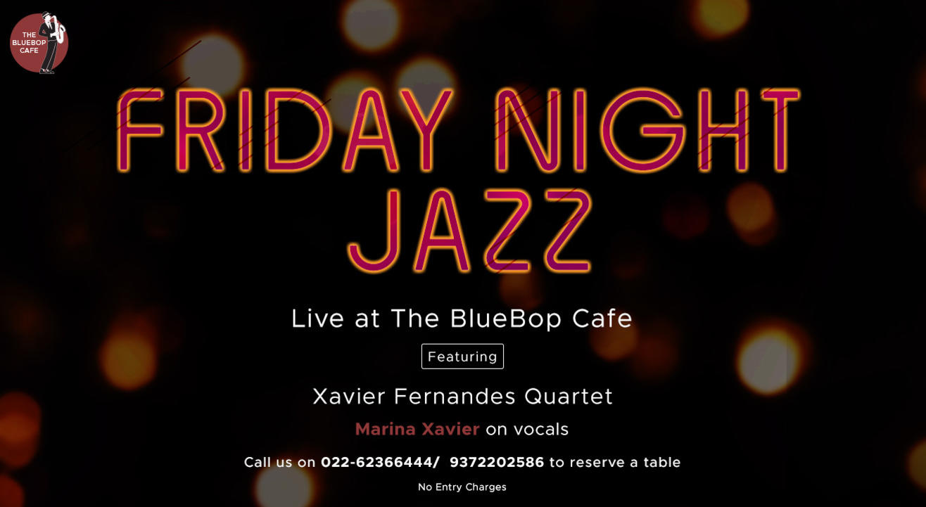 Live at The BlueBop Cafe with Xavier Fernandes Quartet on December 13th