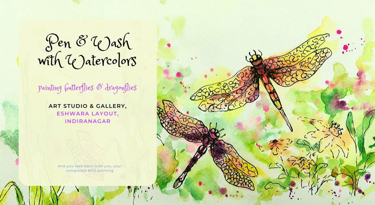 Butterflies & Dragonflies Watercolors Painting Party