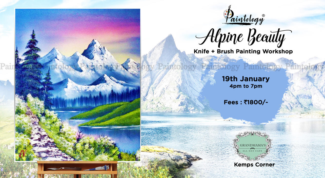 ‘Alpine Beauty’ Brush + knife painting party by Paintology