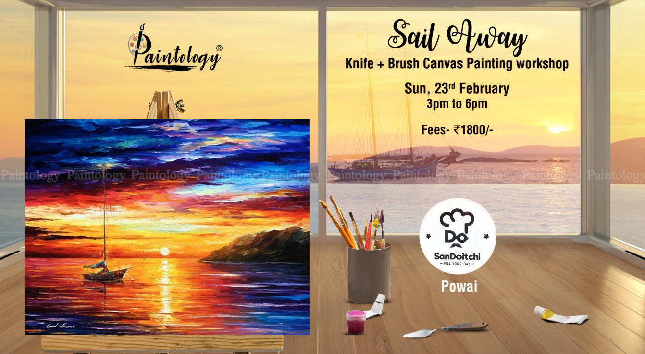 ‘Sail Away’ Knife + brush painting party, Powai by Paintology