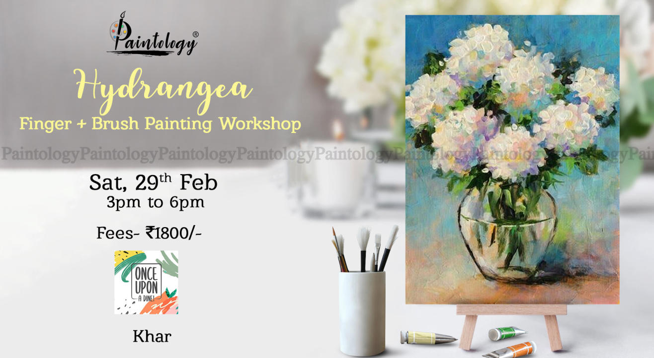 ‘Hydrangea’ Finger + brush Painting workshop , Khar by Paintology