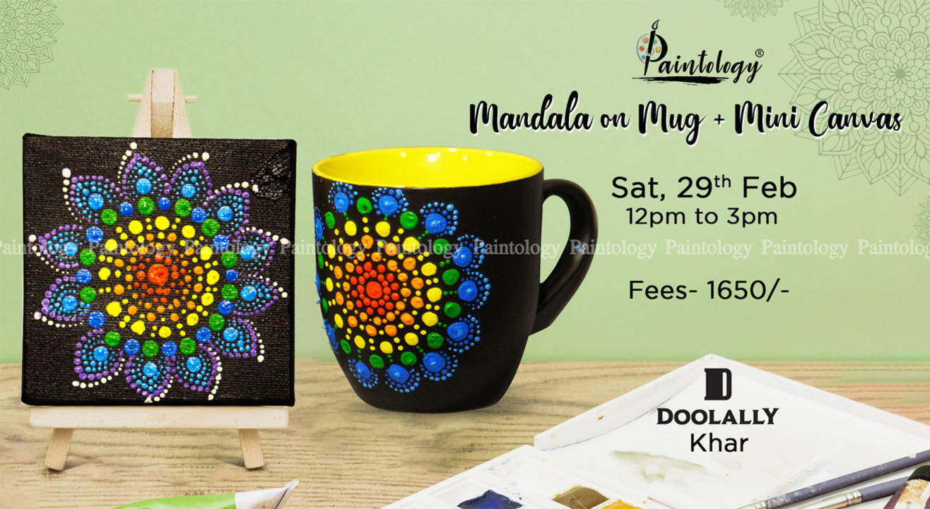 Mandala Painting on Mug + Mini Canvas ,Khar by Paintology