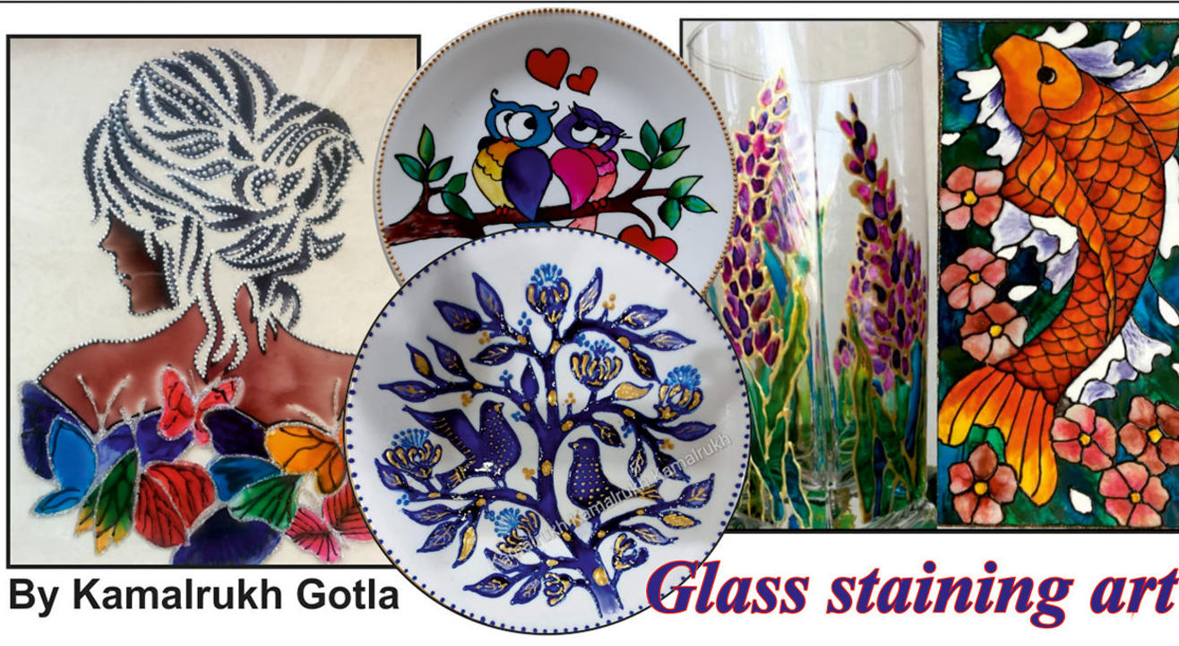 Glass staining art (2 art pieces) 