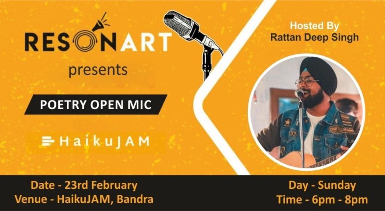 Resonart Presents Poetry Open Mic hosted by Rattan Deep Singh