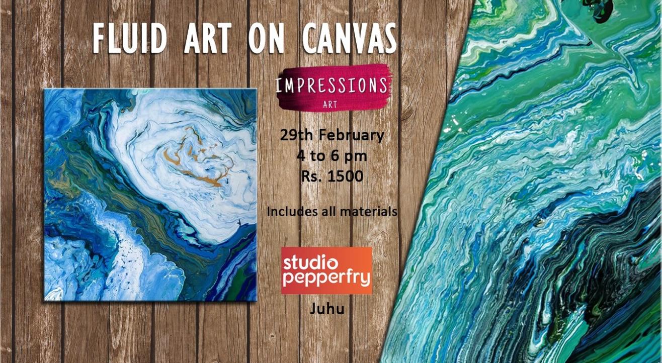 Fluid art on Canvas, With Impressions Art