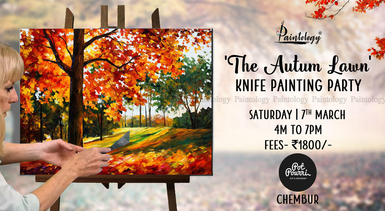 ‘Autumn Lawn’ Knife + Brush painting workshop, Chembur by Paintology