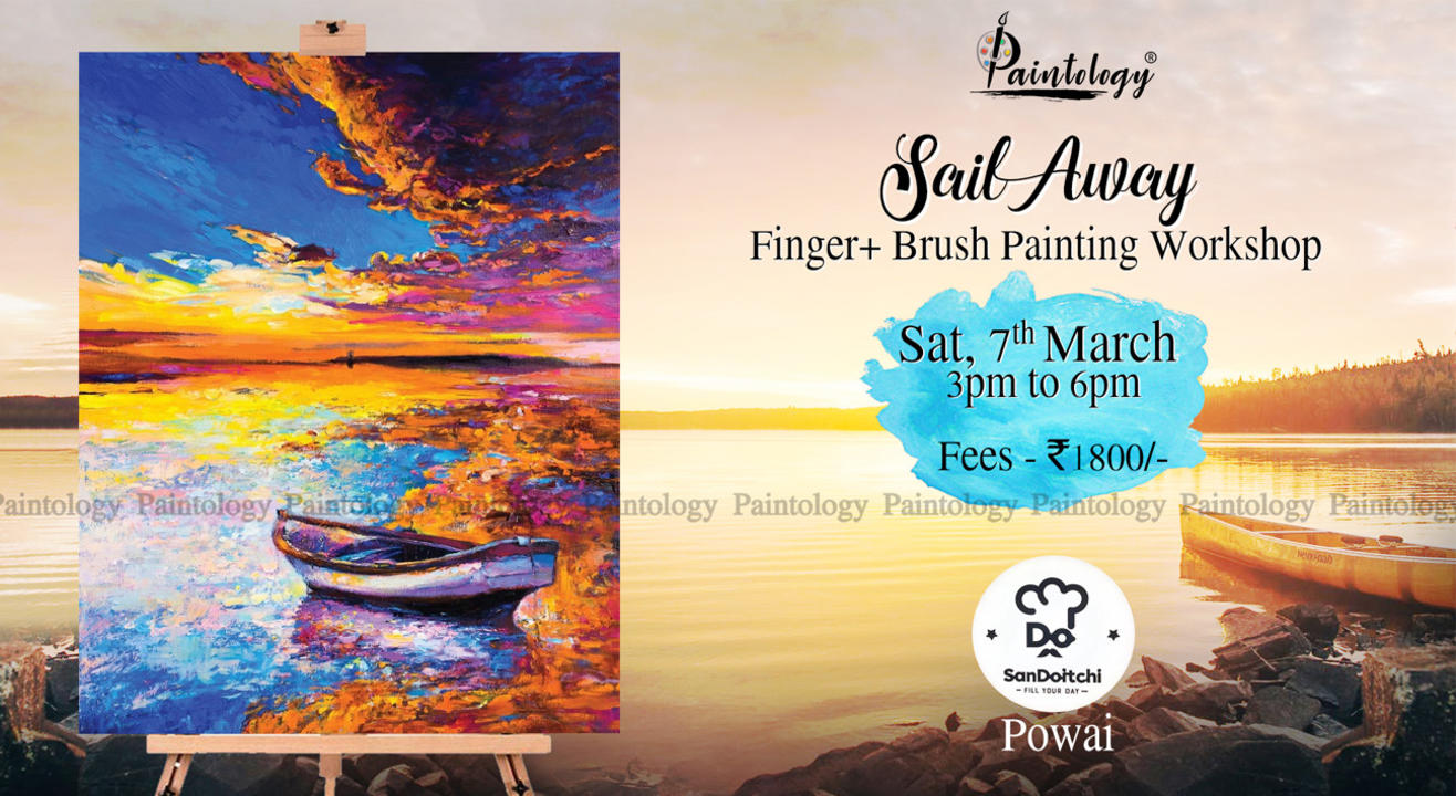 ‘Sunset Sail’ Finger + brush Painting workshop by Paintology