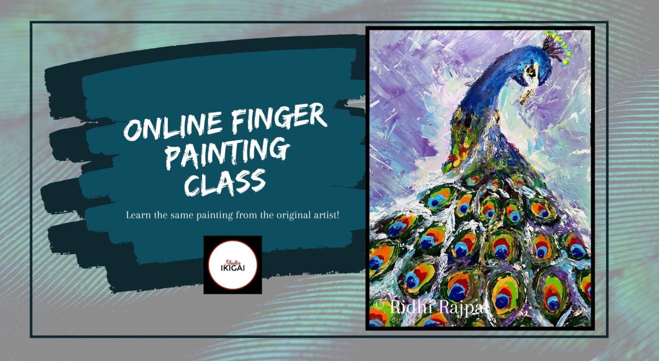 Online Finger Painting Workshop - Abstract Peacock