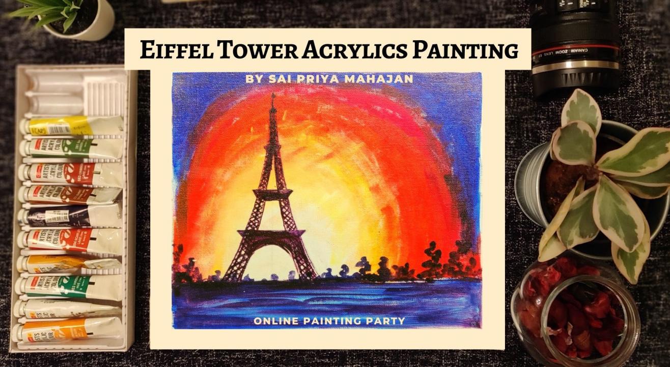 Eiffel Tower Acrylics Online Painting Party