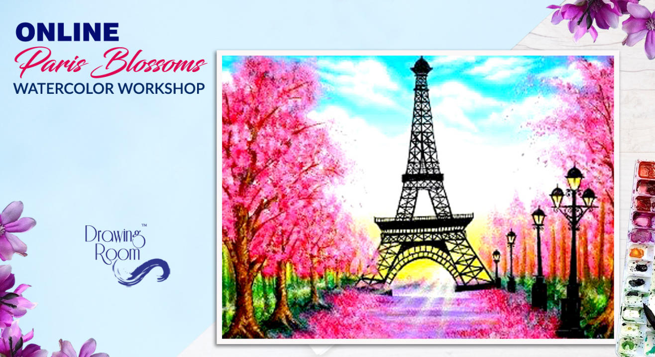 Online Paris Blossoms Watercolor Workshop by Drawing Room