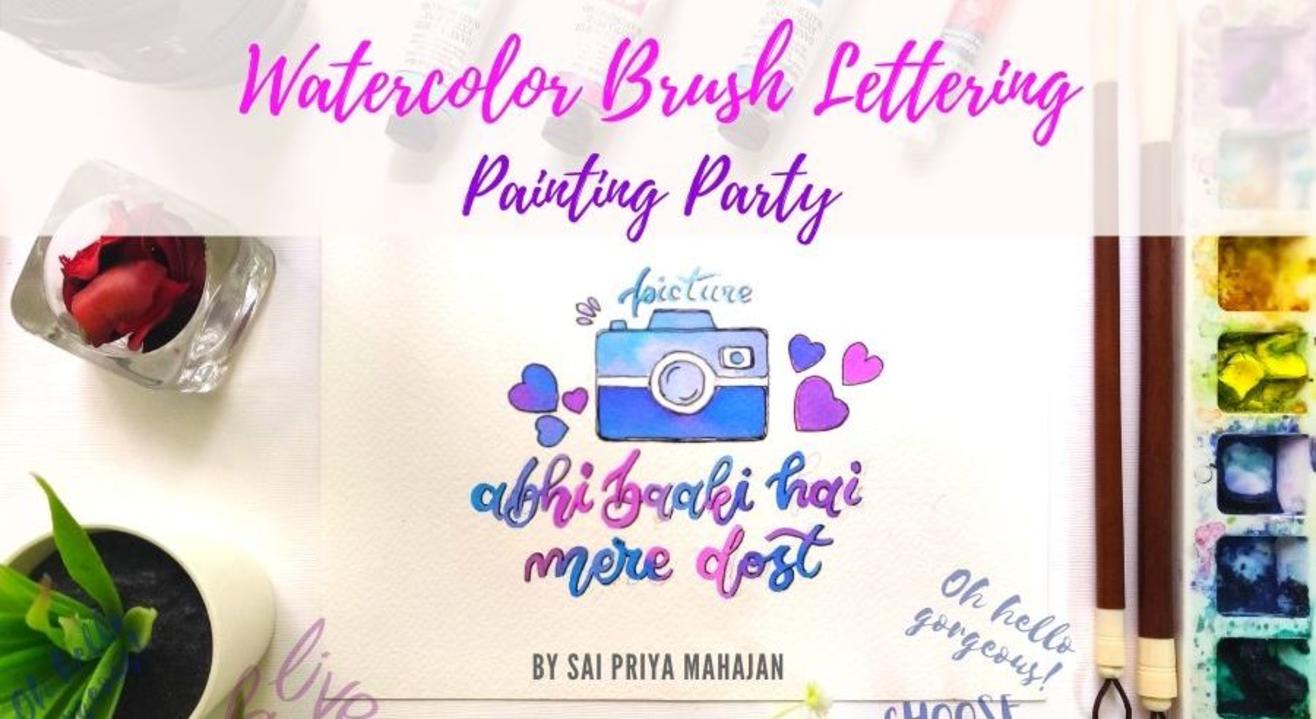 Watercolor Brush Lettering Painting Party