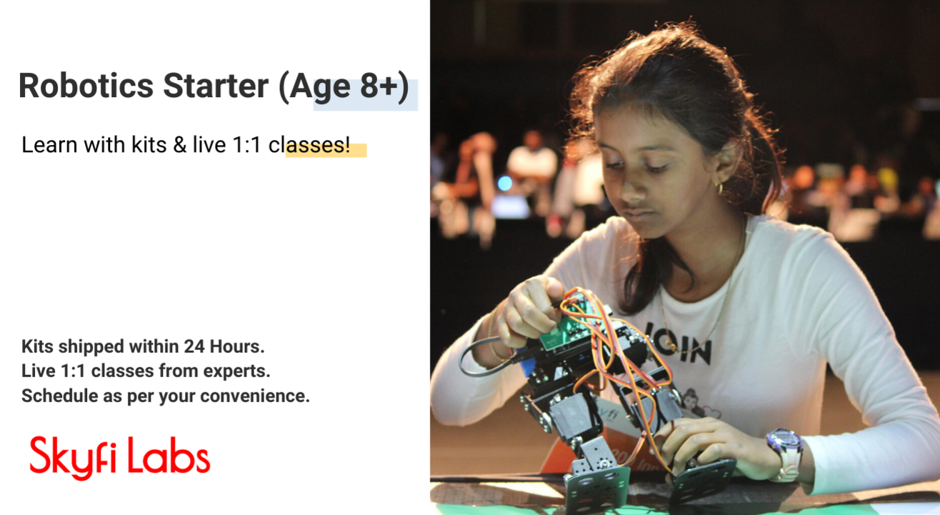 Robotics Starter (Age 8+) | Kits shipped to you | Live 1-1 classes