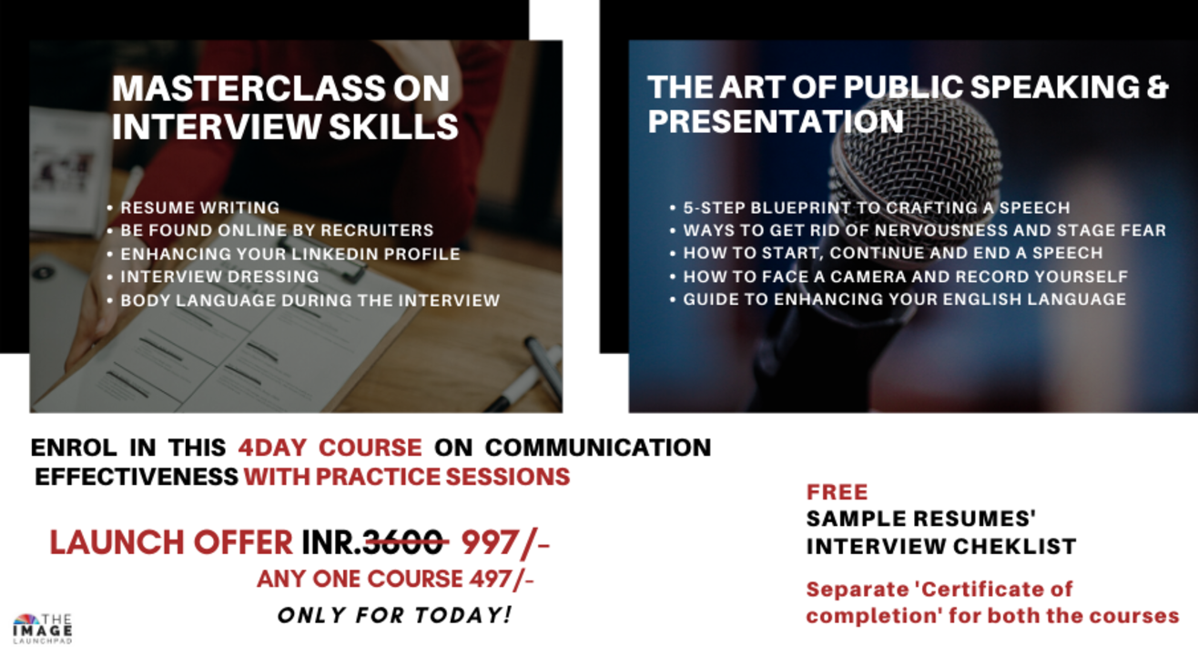 Interview skills + Public Speaking and Presentation skills GUARANTEED!!