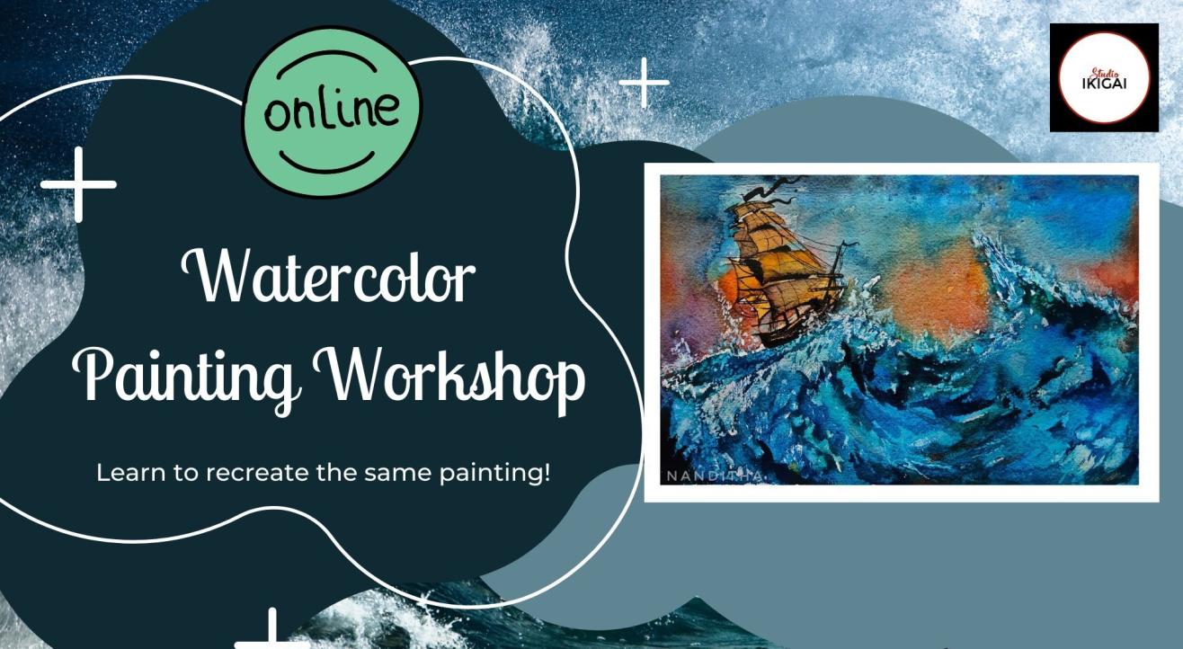 Online Watercolor Painting Workshop - Stormy Sea