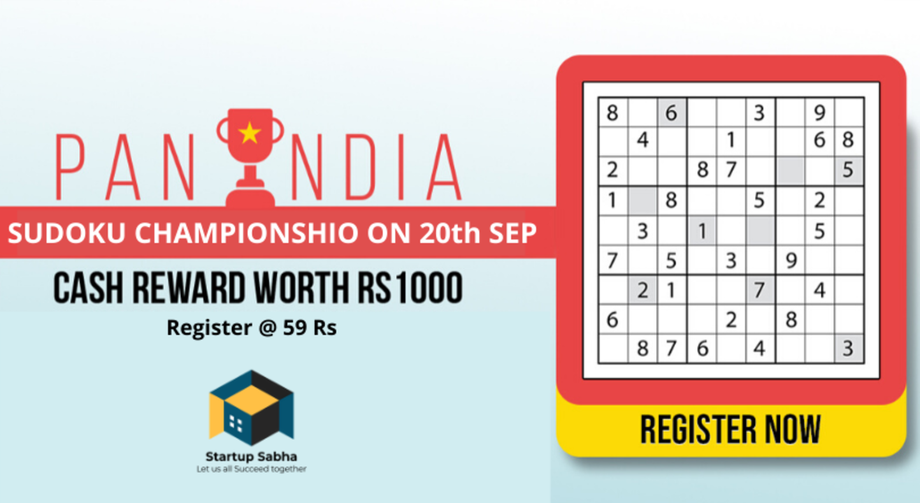 SUDOKU Online Tournament, Powered by Startup Sabha