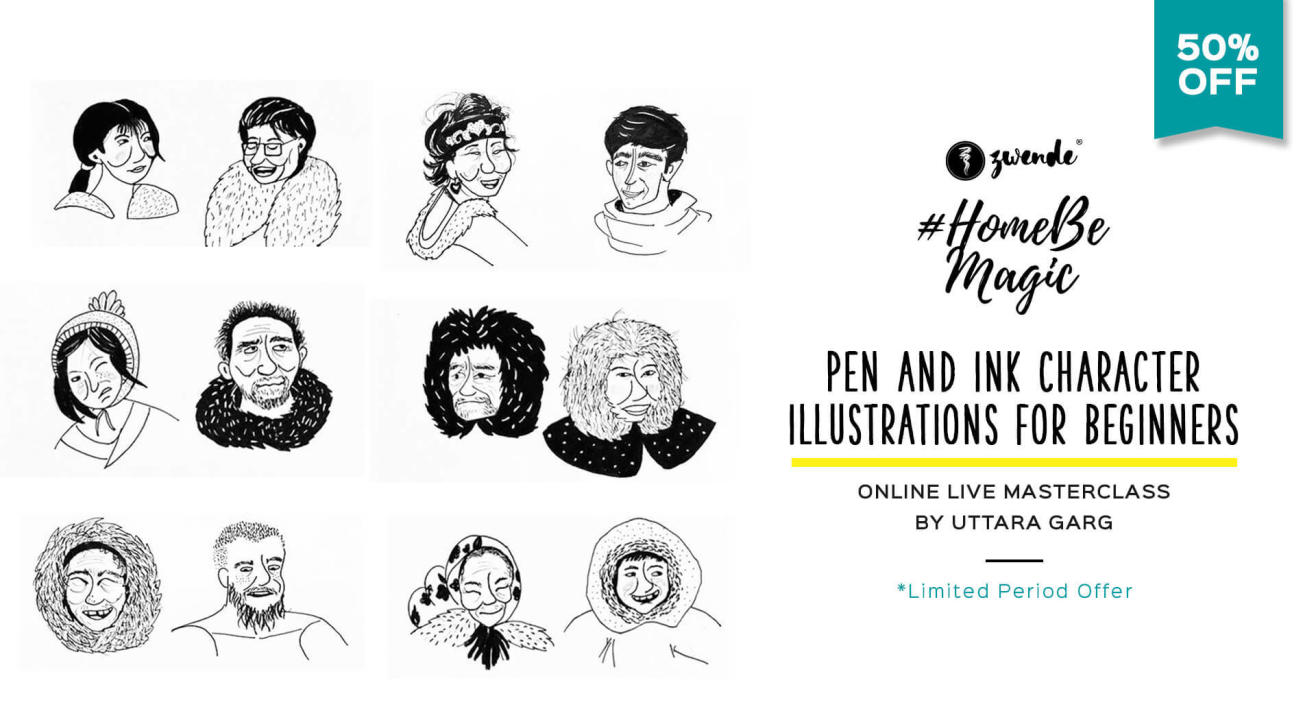 PEN AND INK CHARACTER ILLUSTRATIONS ONLINE LIVE MASTERCLASS