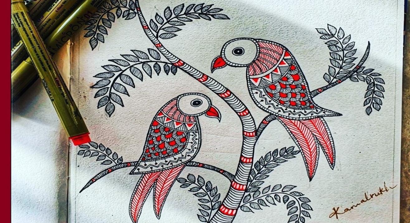 Handmade Paper Madhubani Mithila Painting