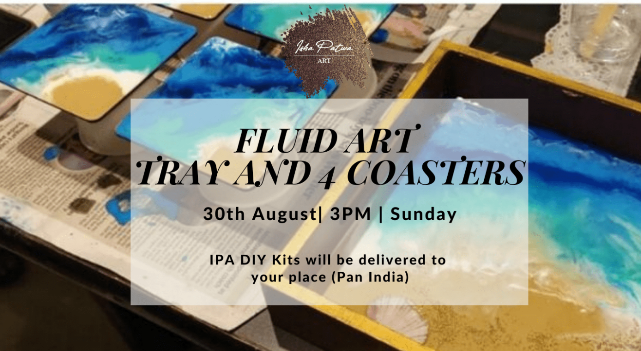 Fluid art on trays and 4 coasters - IPA DIY Kit