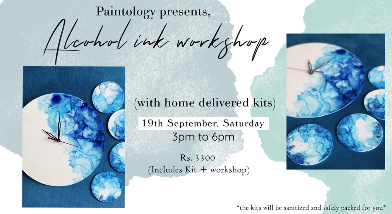 Alcohol Ink workshop with Art Kit (One Clock + 4 coasters)