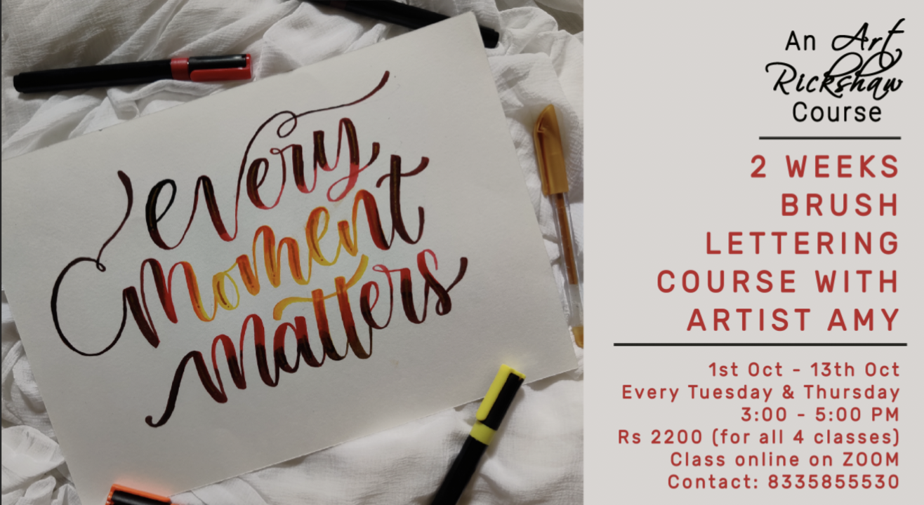 2 weeks Brush Lettering Course with Artist Angelus Amy Mondal