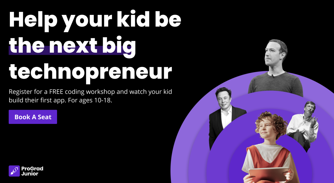 Free Coding Workshop for Kids (aged 10 to 18) by ProGrad Junior