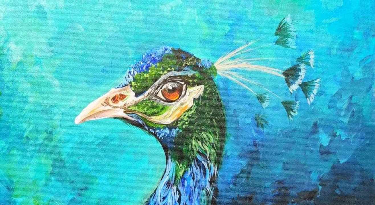 Peacock Painting in Acrylics