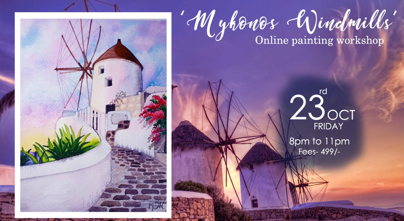  ‘Mykonos Windmills’ painting workshop by Paintology