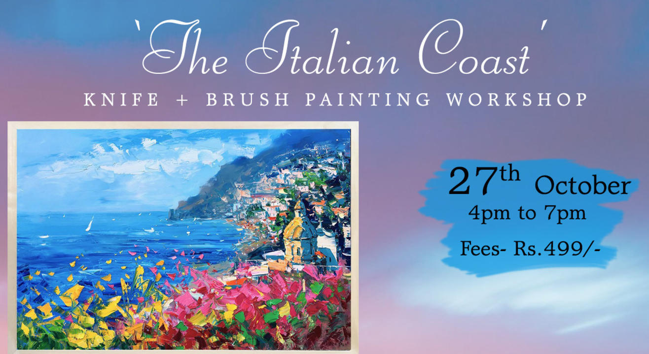  ‘The Italian Coast’ Knife + brush painting workshop by paintology