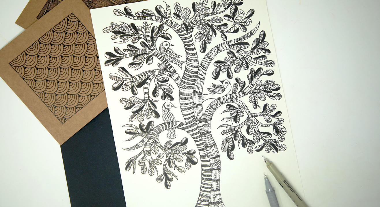 Gond Painting Black & White