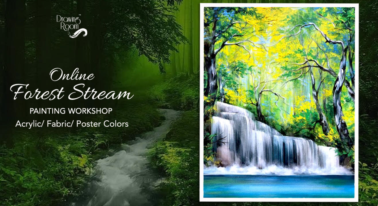 Online Forest Stream Painting Workshop by Drawing Room