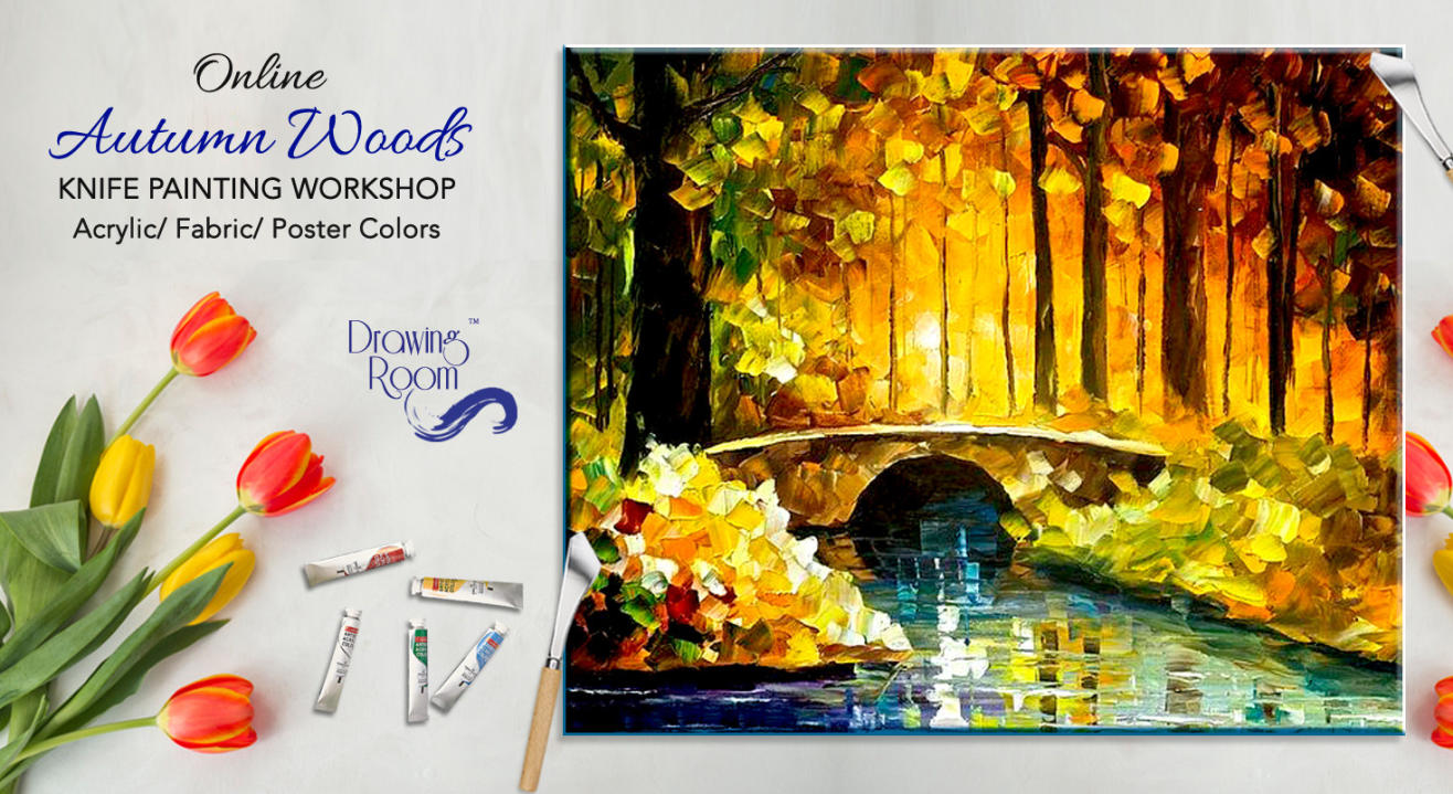 Online Autumn Woods Knife Painting Workshop by Drawing Room