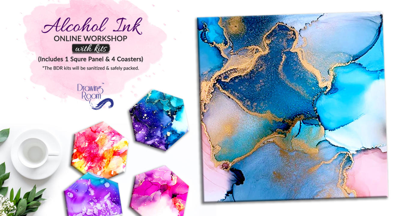 Alcohol Ink Online Workshop with Home Delivered Kits by Drawing Room