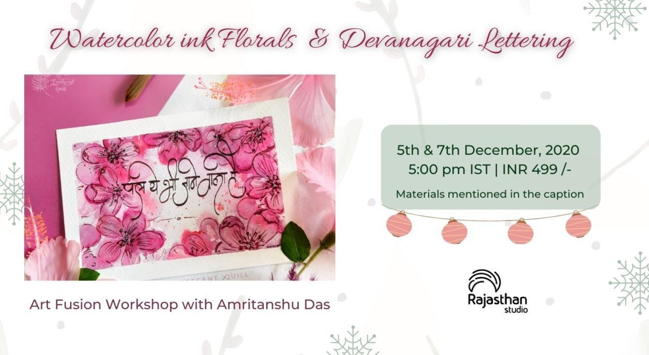 Watercolor Ink Florals & Lettering Workshop by Rajasthan Studio