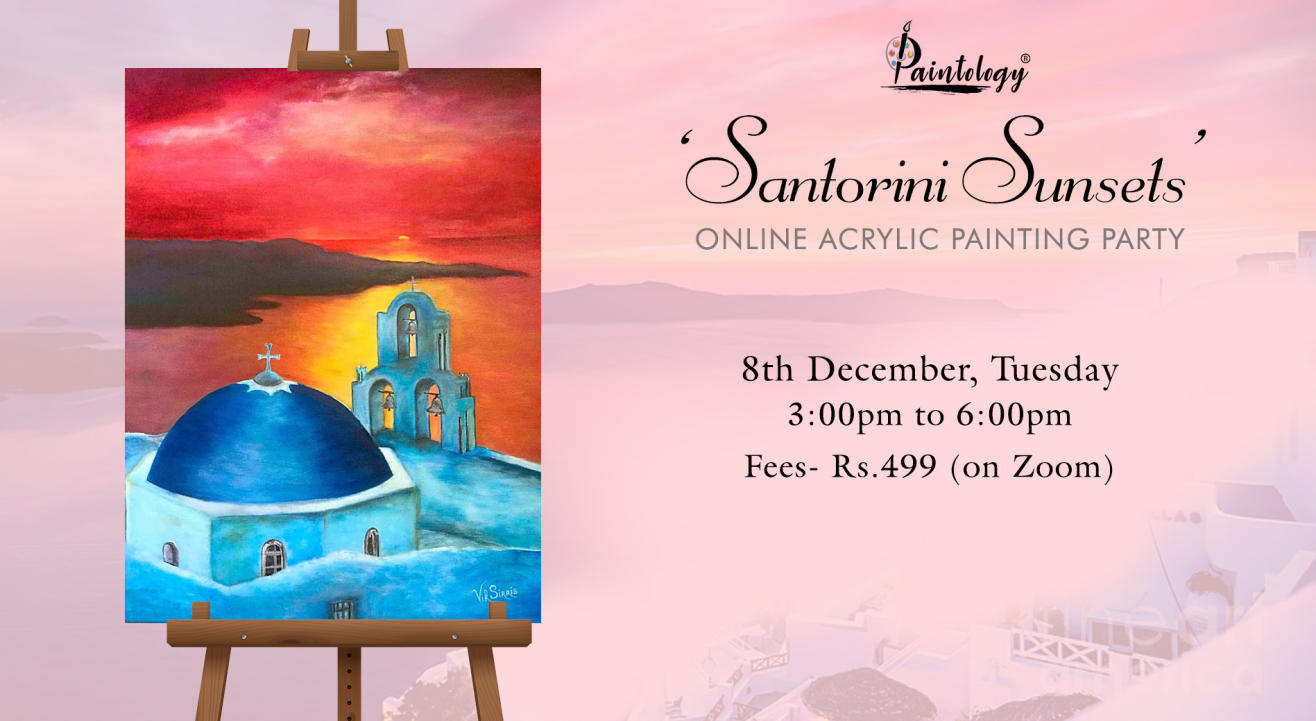 ‘Santorini Sunsets ‘ Painting Party by Paintology