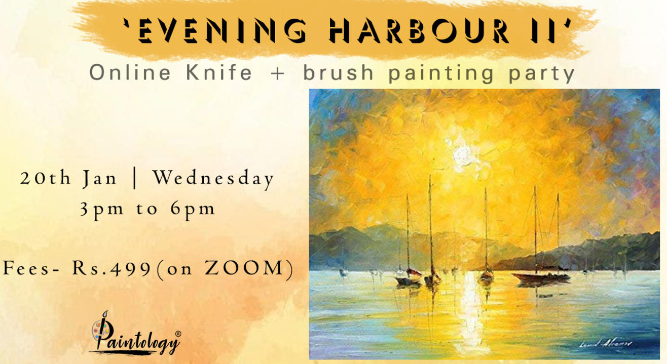 ‘Evening harbour -2’ Knife + Brush painting party