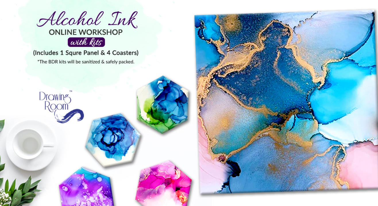 Alcohol Ink Online Workshop with Home Delivered Kits by Drawing Room