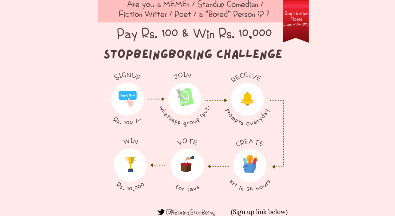 Join #StopBeingBoringChallenge and Win ₹ 10,000