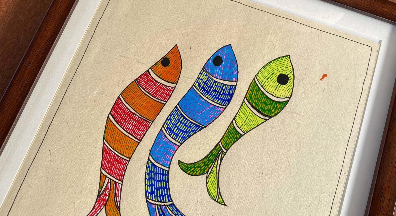 Gond folk art painting by Dilip Shyam