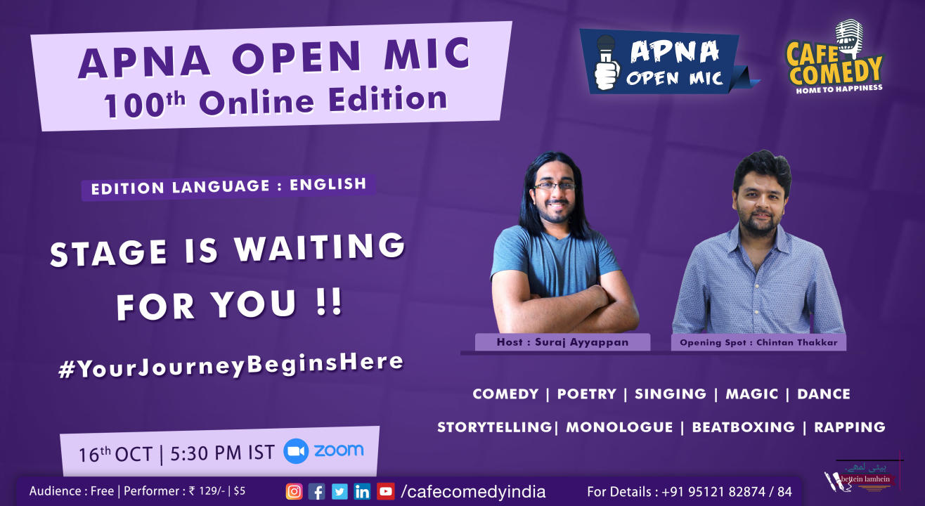 Apna Open Mic - 100th Online Edition (English)