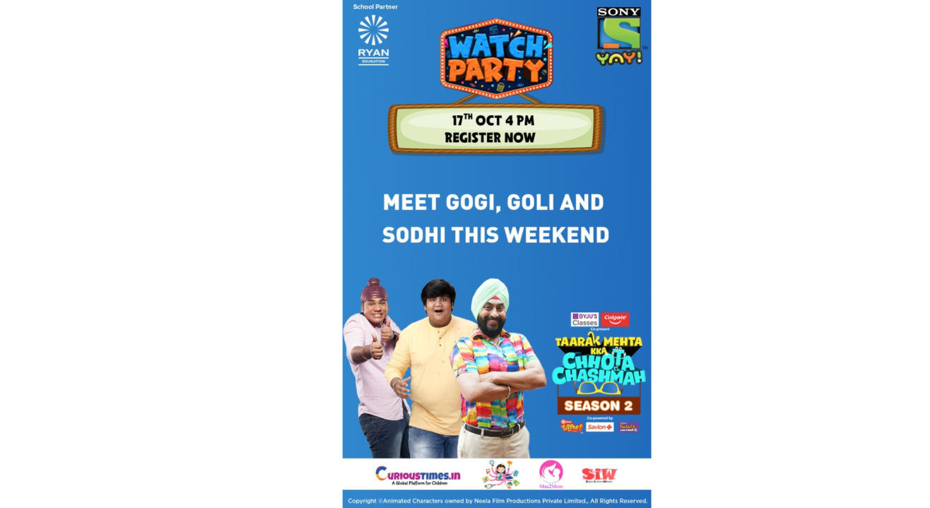 Block your date as Sony YAY! Brings you a fabulous Taarak Mehta Kka Chhota Chashmah watch party with a whole lot of fun, games and surprises this Sunday